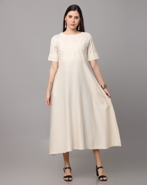 House Of Kkarma Women A-line White Dress - Buy House Of Kkarma Women A-line White  Dress Online at Best Prices in India | Flipkart.com