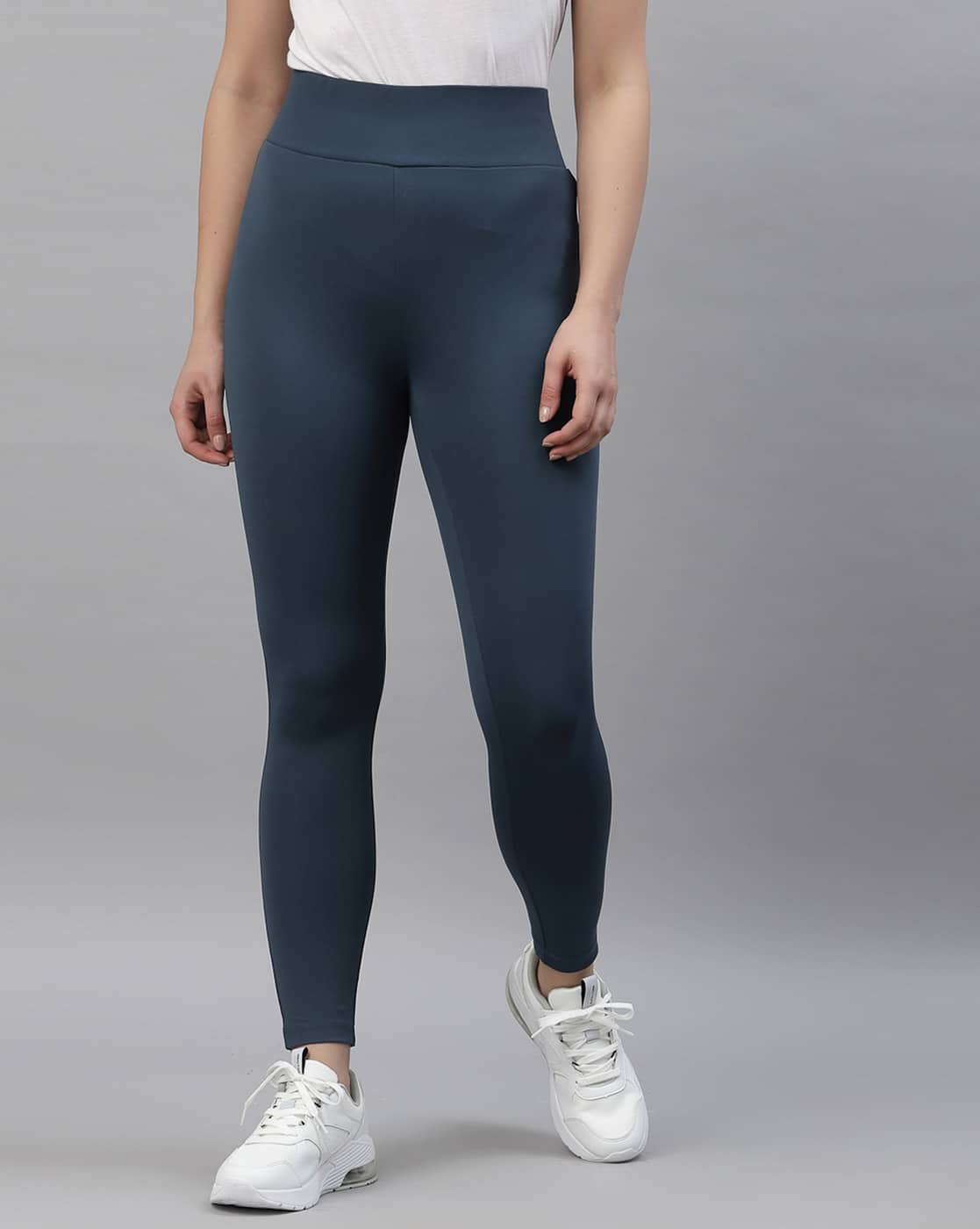 RED TAPE Solid Sports Leggings For Women (Blue, M)