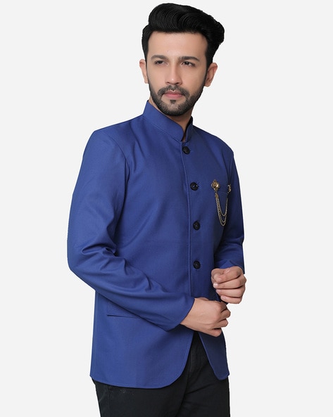 Buy Black Peacock Embroidered Nehru Jacket by Designer TAROOB MEN Online at  Ogaan.com