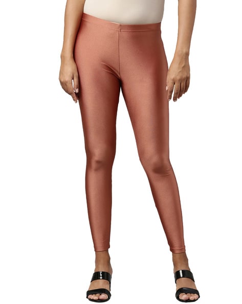 Buy Go Colors Women Ankle Length Shimmer Legging - Copper Online