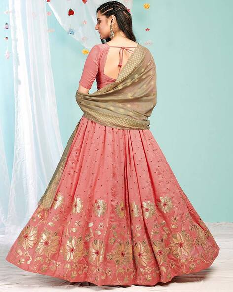 Off White Pastel Butti Kalidar Lehenga Set w/ Dual Shade Dupatta – 101 Hues