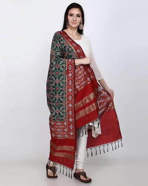 Patola Print Dupatta with Tassels Price in India