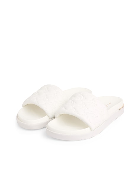 Womens discount white sliders