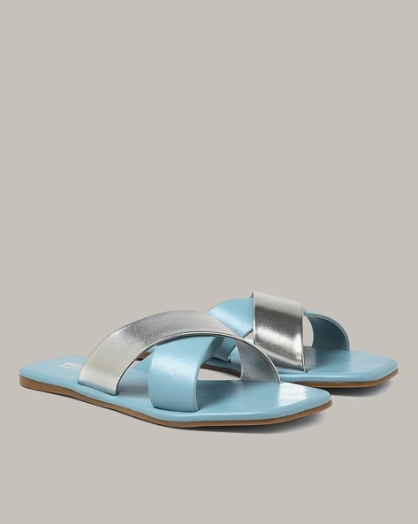 Blue slip on online sandals