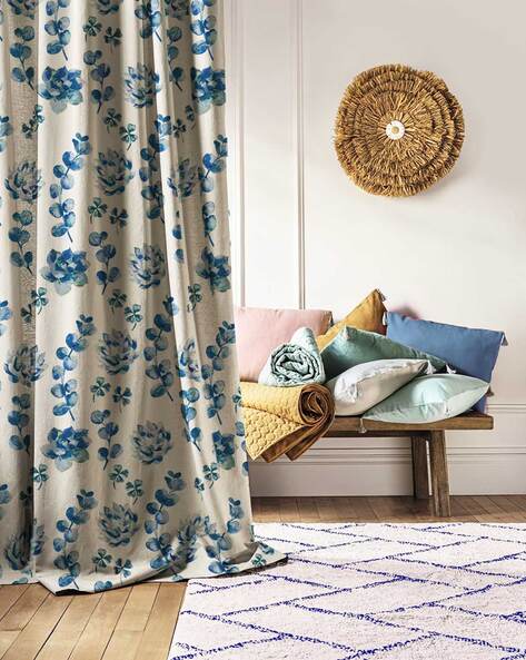 Blue deals floral curtains