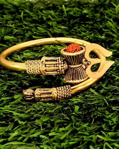 Buy FETE PROPZ Brass Metal Rudraksha Shiv Trishul Damroo Pure Brass Copper  Silver OM Mahakal Kada Open Mahadev Bracelet for Men and Boys Stylish(Set  of-1) at Amazon.in
