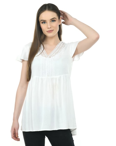 White Color Top With V-shape Neck at Rs 799