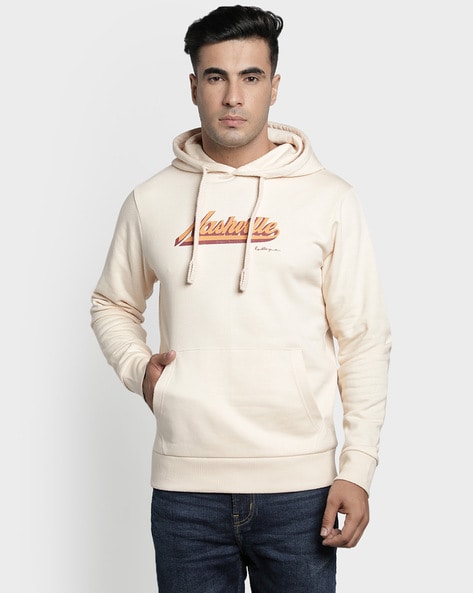 Typographic Print Hoodie with Kangaroo Pocket