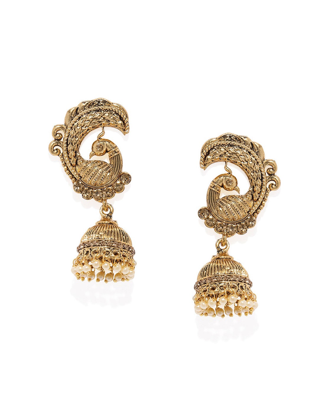 Regal Peacock Gold Jhumka - Explore Now