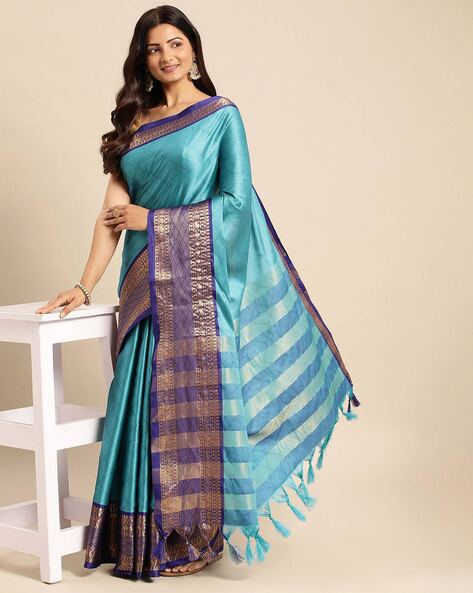 Buy Black Sarees for Women by VARDHA Online | Ajio.com