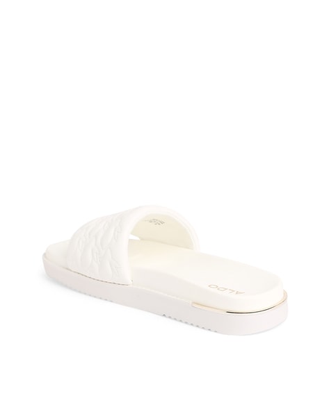 Aldo hot sale white slides