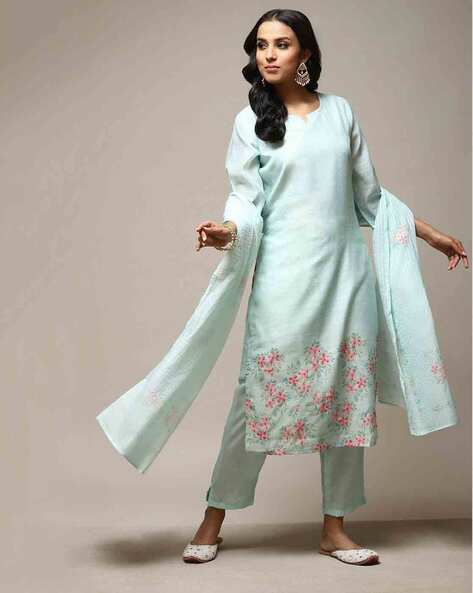 Floral Print Unstitched Dress Material Price in India