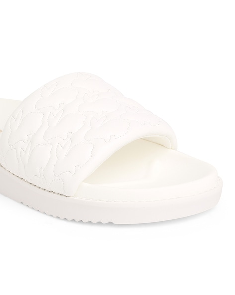 White best sale quilted sliders