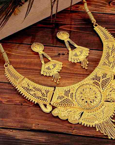Gold-Plated Necklace Earrings Set