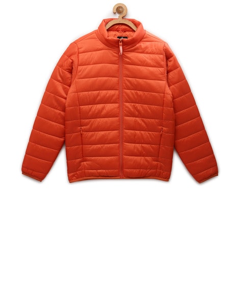 Buy Red Tape Glossy Orange Hooded Jacket Online