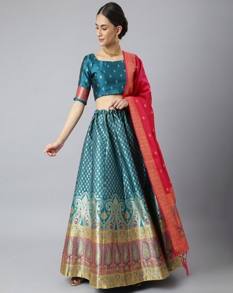 Embroidered Flared Lehenga Choli Set with Dupatta | zeelpin.com