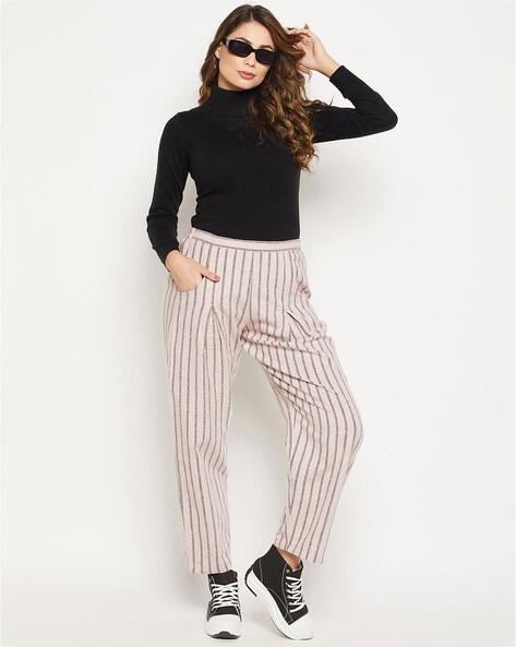 Women's Multicoloured Striped Polyester Trouser at Rs 504 | Polyester  Trouser | ID: 26148031848