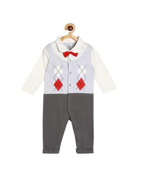mini klub Geometric Print Cotton Romper-picture-45