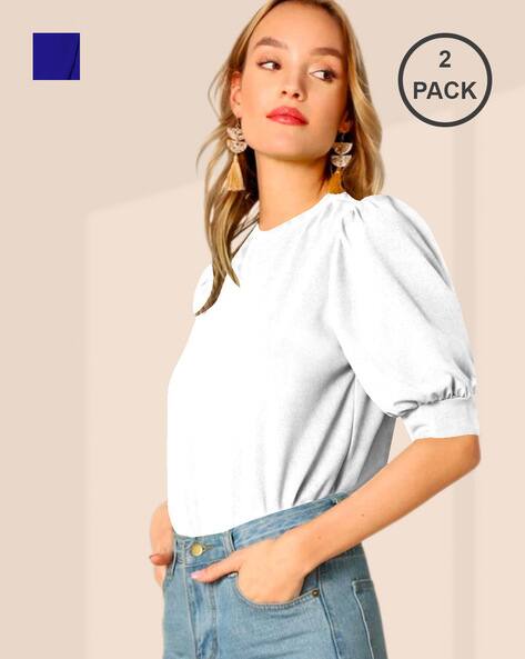 DREAM BEAUTY FASHION Pack of 2 Tops with Puff Sleeves