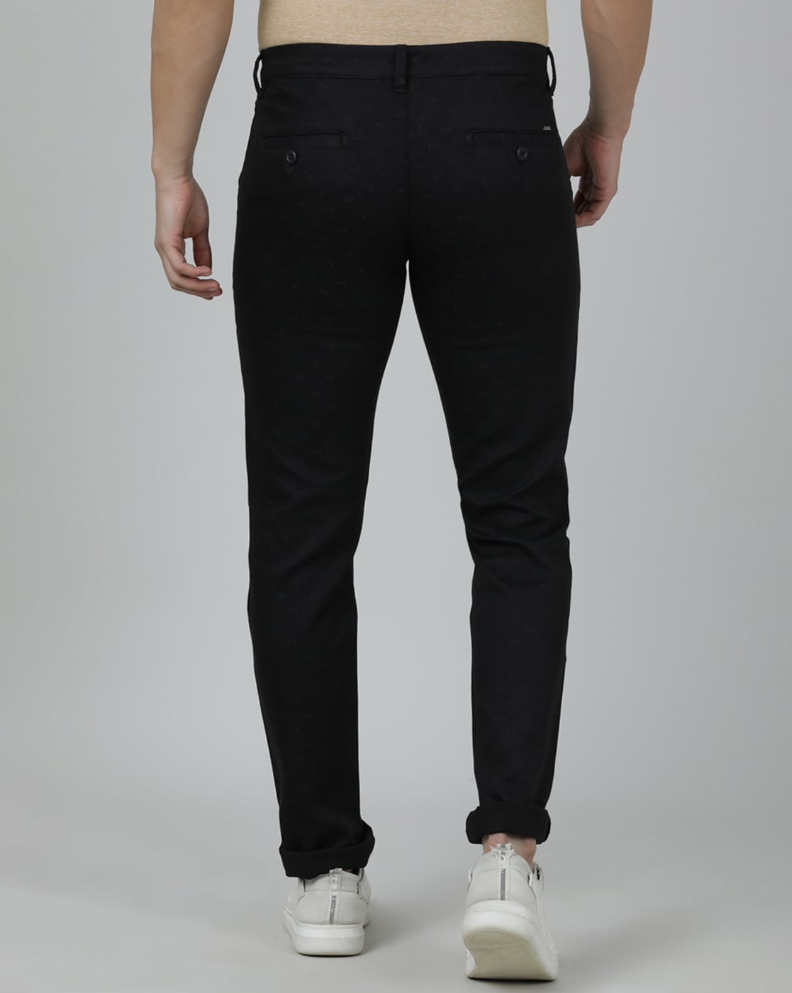 Buy Men Black Slim Fit Solid Casual Trousers Online - 803366 | Allen Solly