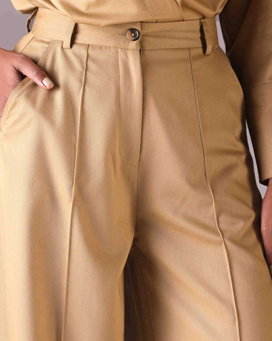 Buy online Beige Solids Wide Leg Trouser from bottom wear for Women by Klas  Nobl for ₹2250 at 50% off