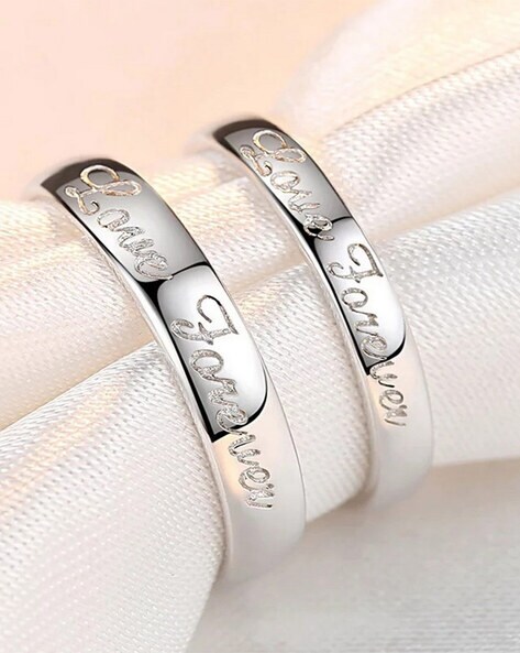 Couple Rings With Custom Names Inside Zirconia Heart Engraving Promise Ring  Gift | eBay