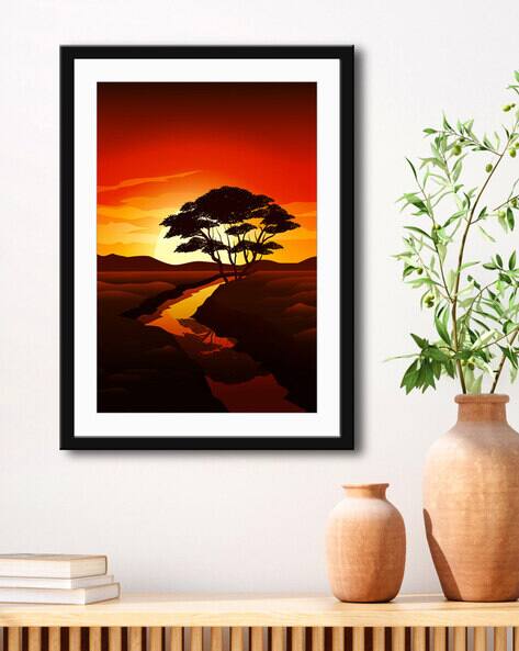 999store Sun Rising with Tree Print Wall Painting
