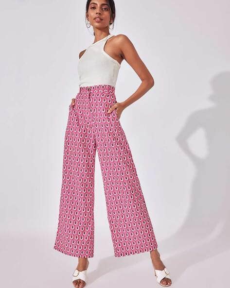 Printed High-Rise Flared Pants