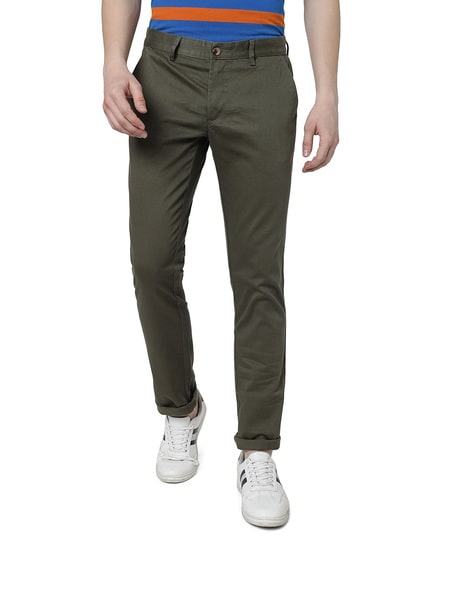 Buy Metal Mens Dark Green Terry Wool Super Slim Fit Solid Formal Trouser  online