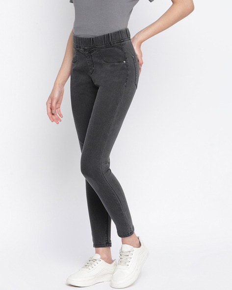 Buy online Grey Denim Jeans from Jeans & jeggings for Women by