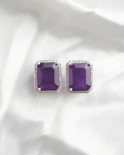 1.80 CTW OPAL AND AMETHYST EARRINGS IN FINE STERLING SILVER 925