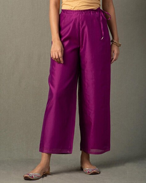 Buy Blue WideLeg Pants With TieUp Online  Label Ritu Kumar International  Store View