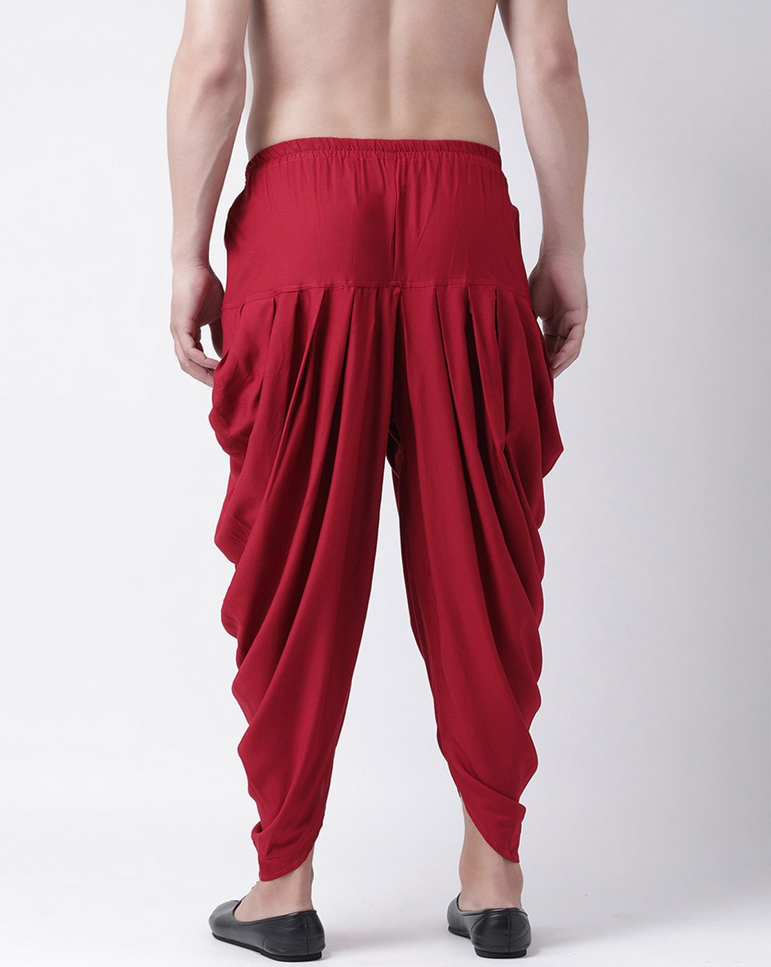 Pleated Dhoti Pants — 100% Cotton Full-length Kesari Colour | AdiValka