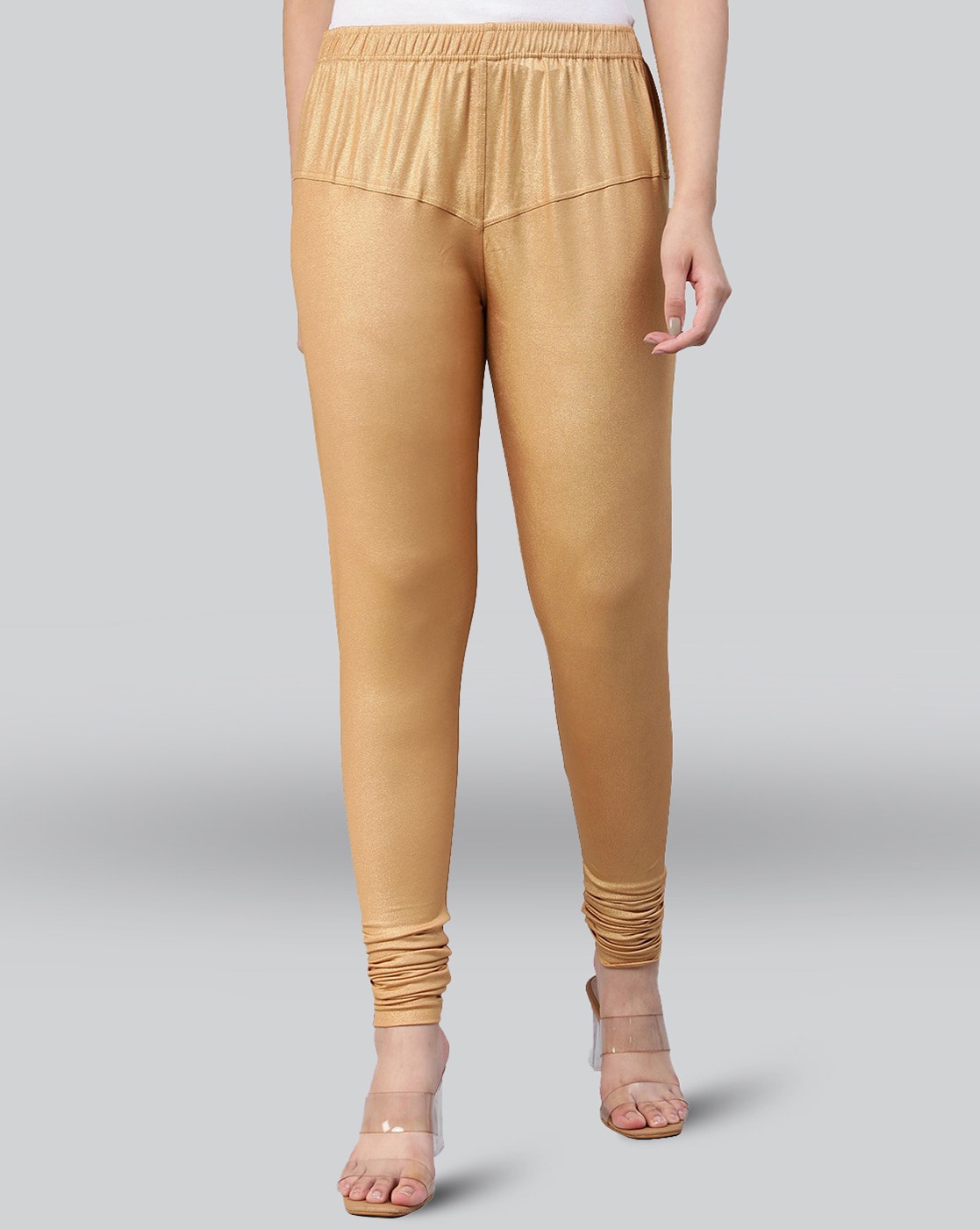 LUX Lyra Cotton Stretchable Full length Churidar Lycra Leggings for women -  Rich Gold - Frozentags - Ladies Dress Materials