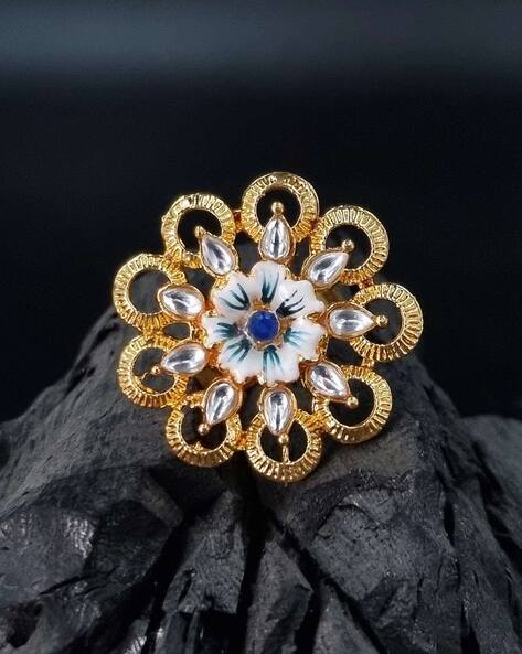 Buy Awesome Beautiful Fine Kundan Ring/ Meenakari Ring/adjustable Ring/  Indian Ring/ Indian Jewelry/ Bollywood Jewelry Online in India - Etsy