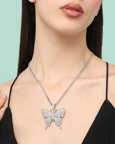 Brilliance Women's Jewelry Gold Plated Sterling Silver CZ Butterfly Necklace  - Walmart.com