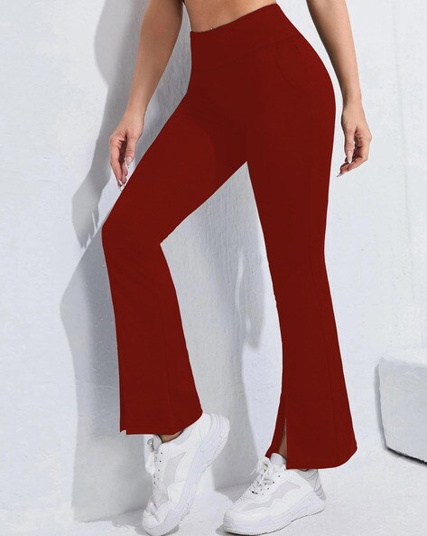 Ribbed Elasticated Waist Flared Pants