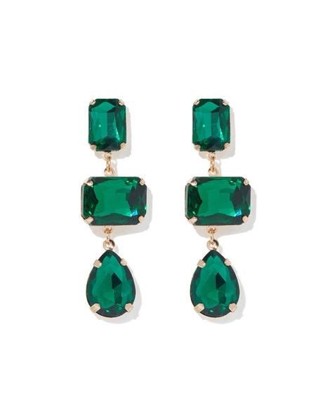 Buy EMERALD EARRINGS, Statement Earrings, Earrings, Bridal Big Earrings,  Emerald Green Drop Earrings, Wedding Earrings, Big and Bold Online in India  - Etsy