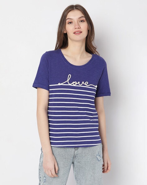 Buy Navy Blue Tshirts for Women by Vero Moda Online Ajio