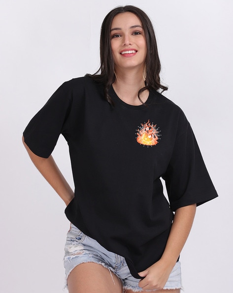 Buy Black Tshirts for Women by MAD OVER PRINT Online