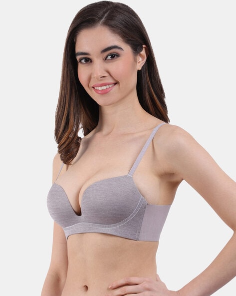 Greyghost Women Padded Bra Gather Strapless Bra Women Super Push Up Bra Sexy  Lingerie Invisible Brassiere With Adjustable Shouder Front Closure Bras,Flesh-colored  