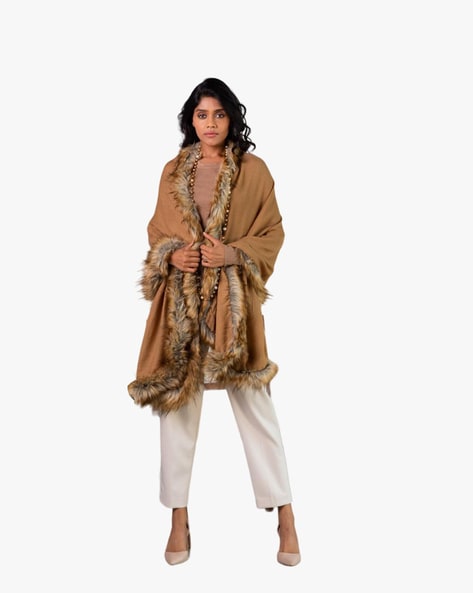 Shawl with Faux Fur Price in India