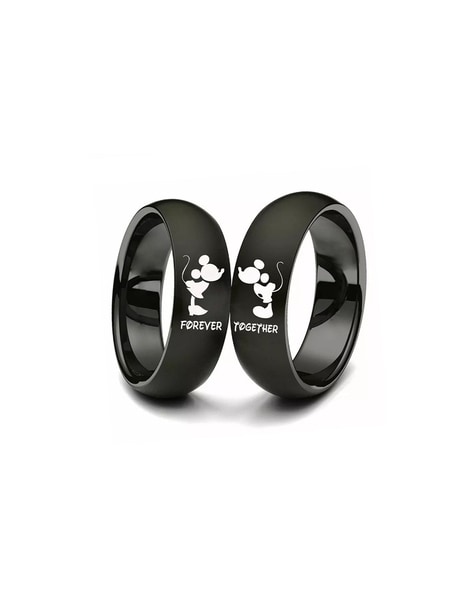 Letdiffery 4mm/6mm His Queen Her King Crown Couple Rings Black Stainless  Steel Wedding Jewelry For