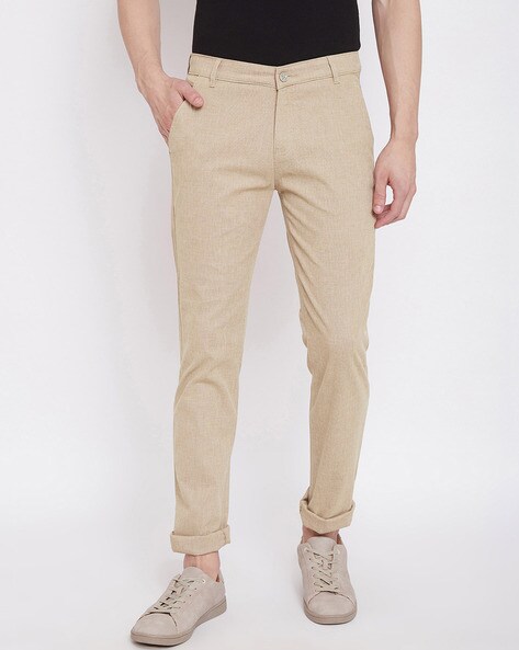 Buy Men Beige Check Ultra Slim Fit Formal Trousers Online - 623414 | Peter  England