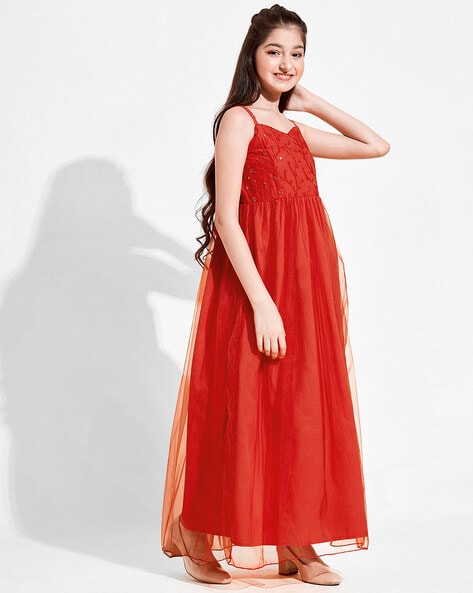 Red colour dress for on sale girl