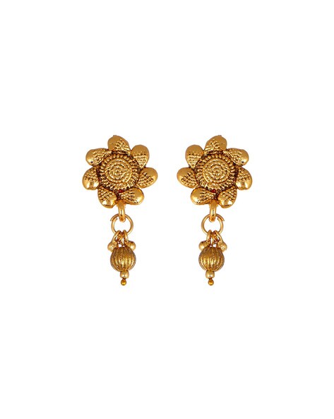 22K Gold Earrings for Women With Ruby & Cz - 235-GER10960 in 3.750 Grams