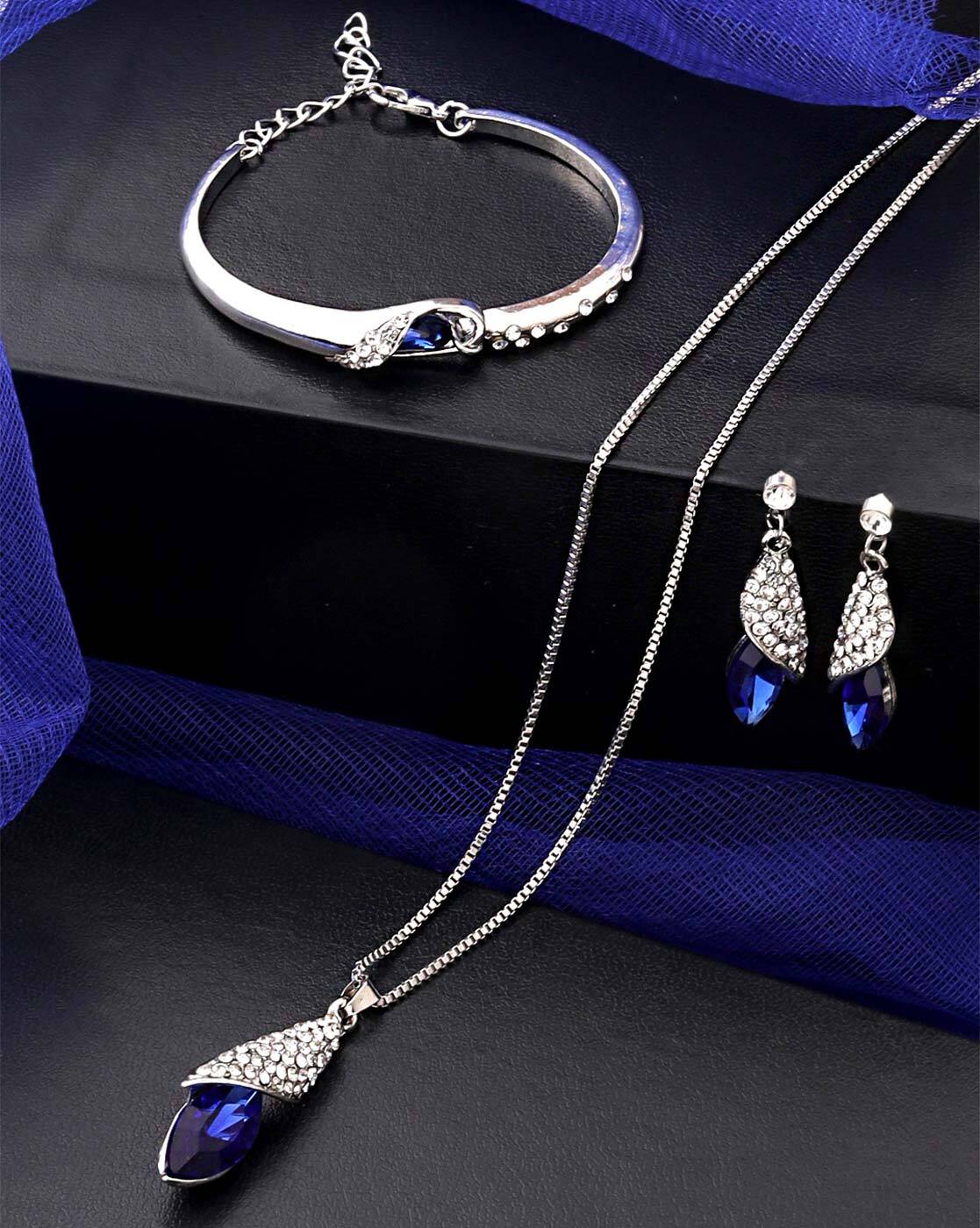 Macy's Sterling Silver Jewelry Set, Blue Topaz (5-7/8 ct. t.w.) and Diamond  Accent Necklace, Earrings and Ring Set - Macy's