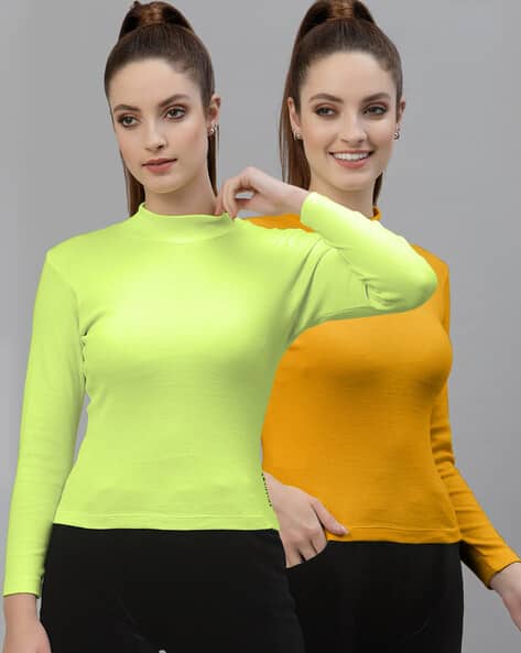 FRISKERS Pack of 2 Solid High-Neck Tops