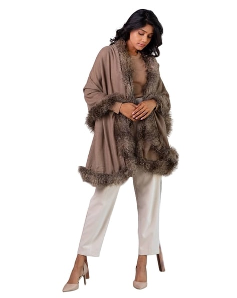 Shawl with Faux Fur Price in India