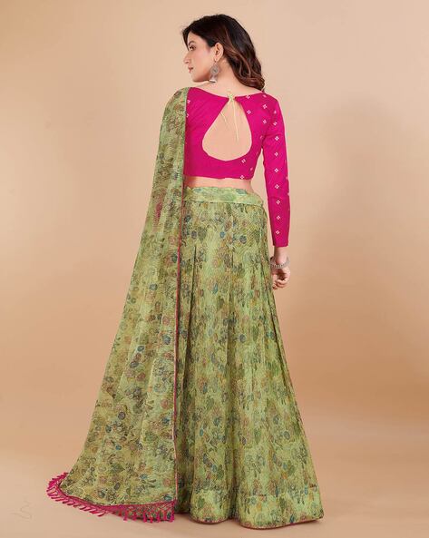 Trending Green and pink color designer lehenga choli – Joshindia